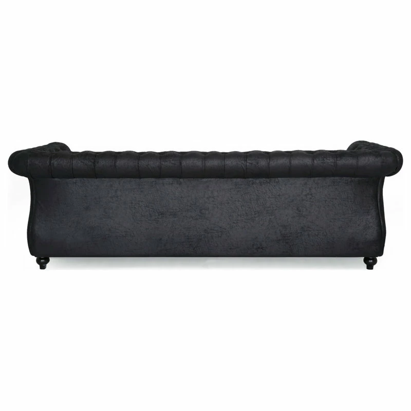 GDFStudio Vita Chesterfield Tufted Faux Leather Sofa, Black 9 GDFStudio Vita Chesterfield Tufted Faux Leather Sofa, Black - Image 7