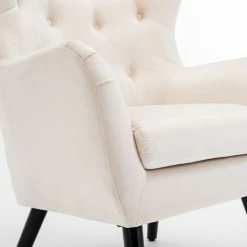 Belleze Mid Century Tufted Wingback Chair, White -GDF sofa Shop 8cf10f960b201b9e 7351 w800 h800 b0 p0