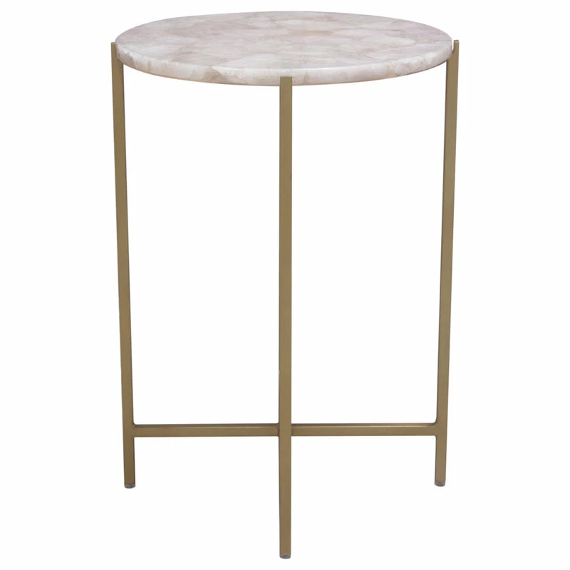 Diamond Sofa Mika Round Accent Table With Rose Quartz Top With Brass Base 7 Diamond Sofa Mika Round Accent Table With Rose Quartz Top With Brass Base - Image 5
