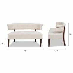 Jennifer Taylor Home Jared Roll Arm Tufted Bench Settee, Sky Neutral Beige Polyester Yarn-Dyed 17 Jennifer Taylor Home Jared Roll Arm Tufted Bench Settee, Sky Neutral Beige Polyester Yarn-Dyed -GDF sofa Shop 8d817f0601959448 4305 w800 h800 b1 p0