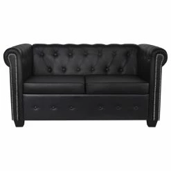 Vida XL International B.V. VidaXL Chesterfield 2-Seater Artificial Leather Black Living Room Furniture -GDF sofa Shop 8df1c1af0928503a 4889 w800 h800 b1 p0