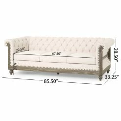 GDFStudio Bowes Chesterfield Tufted 3 Seater Sofa With Nailhead Trim, Beige + Dark Brown -GDF sofa Shop 8e0160f2037456a8 9063 w800 h800 b1 p0