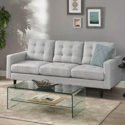 GDFStudio Darcy Contemporary Tufted Fabric 3 Seater Sofa, Light Gray/Dark Brown -GDF sofa Shop 8e21eb8c0f90668c 1796 w800 h800 b0 p0