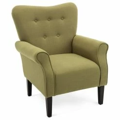 Belleze High Wingback Linen Armchair, Avocado