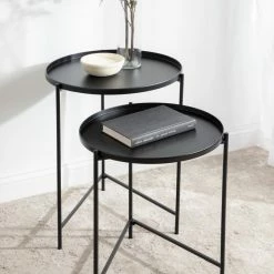 Uniek Kate And Laurel 2-Piece Ulani Nested Round Metal End Table Set, Black -GDF sofa Shop 8f21be1f016f02a2 5388 w800 h800 b0 p0