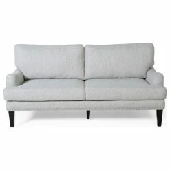 GDFStudio Ava Fabric Loveseat, Light Gray And Dark Brown