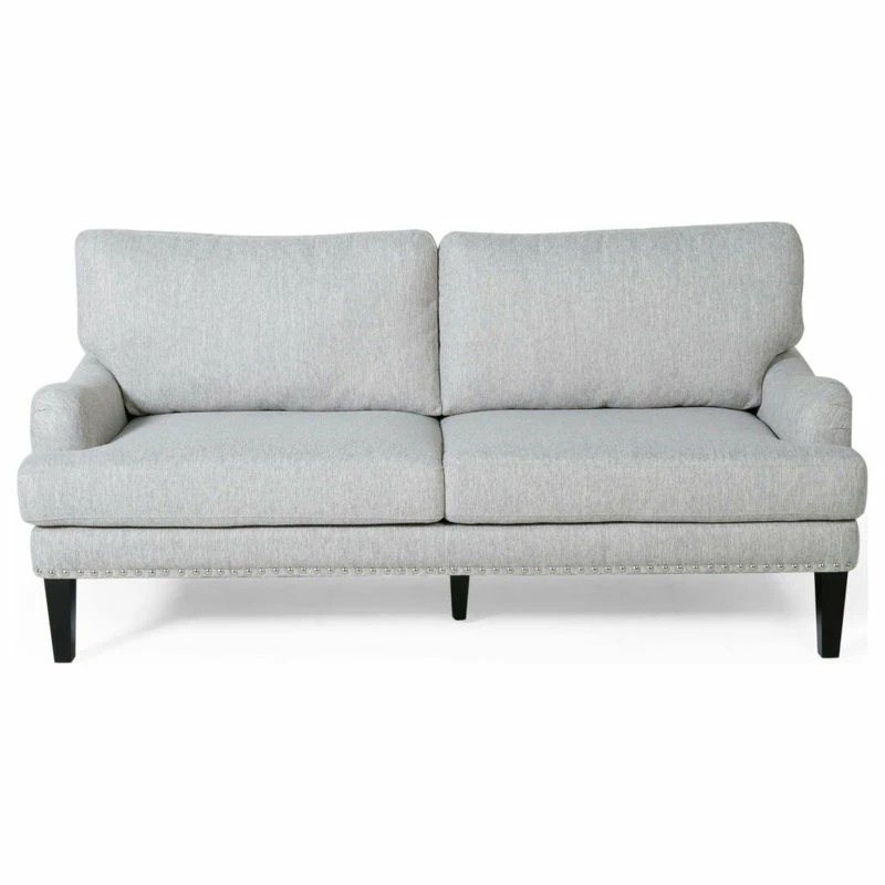 GDFStudio Ava Fabric Loveseat, Light Gray And Dark Brown 3 GDFStudio Ava Fabric Loveseat, Light Gray And Dark Brown