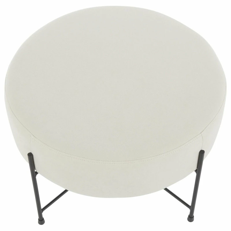 Lumisource Daniella Ottoman With Black Metal And Cream Fabric OT-DANIELLA BKCR 5 Lumisource Daniella Ottoman With Black Metal And Cream Fabric OT-DANIELLA BKCR - Image 3