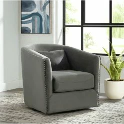 Picket House Furnishings Alba Swivel Chair In Gun Metal -GDF sofa Shop 90216f9a0378bc2d 9751 w800 h800 b0 p0