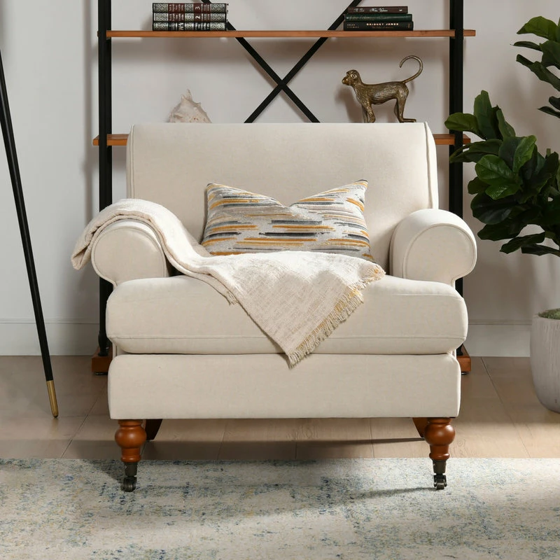 Jennifer Taylor Home Alana Lawson Accent Arm Chair Metal Casters, Sky Neutral Beige 5 Jennifer Taylor Home Alana Lawson Accent Arm Chair Metal Casters, Sky Neutral Beige - Image 3