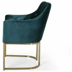 GDFStudio Fern Modern Tufted Glam Accent Chair With Velvet Cushions And U-Shaped Base, Teal, Gold -GDF sofa Shop 906179cd01b7137b 3365 w800 h800 b1 p0