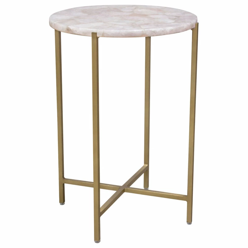 Diamond Sofa Mika Round Accent Table With Rose Quartz Top With Brass Base 6 Diamond Sofa Mika Round Accent Table With Rose Quartz Top With Brass Base - Image 4