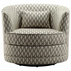 Fully Wind Co., Ltd. Dmitri Swivel Barrel Chair, Beige, White