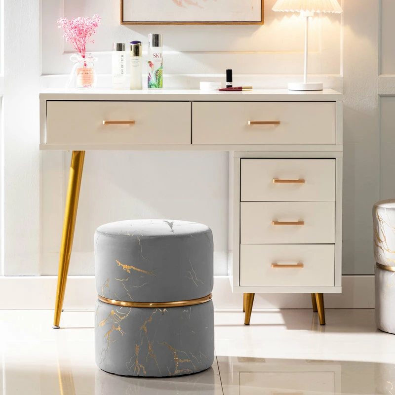 Duhome Elegant Lifestyle Luxury Hot Stamped Velvet Ottoman, Grey 8 Duhome Elegant Lifestyle Luxury Hot Stamped Velvet Ottoman, Grey - Image 7