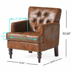 GDFStudio GDF Studio Madene Tufted Back Fabric/Microfiber Club Chair, Brown -GDF sofa Shop 9201402f01b1bd14 0717 w800 h800 b1 p0