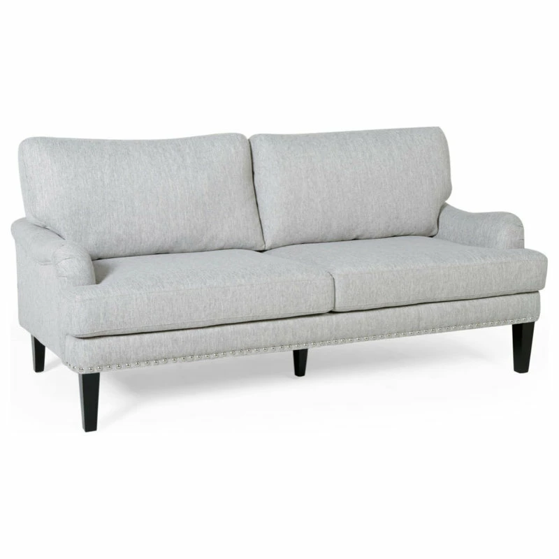 GDFStudio Ava Fabric Loveseat, Light Gray And Dark Brown 6 GDFStudio Ava Fabric Loveseat, Light Gray And Dark Brown - Image 4