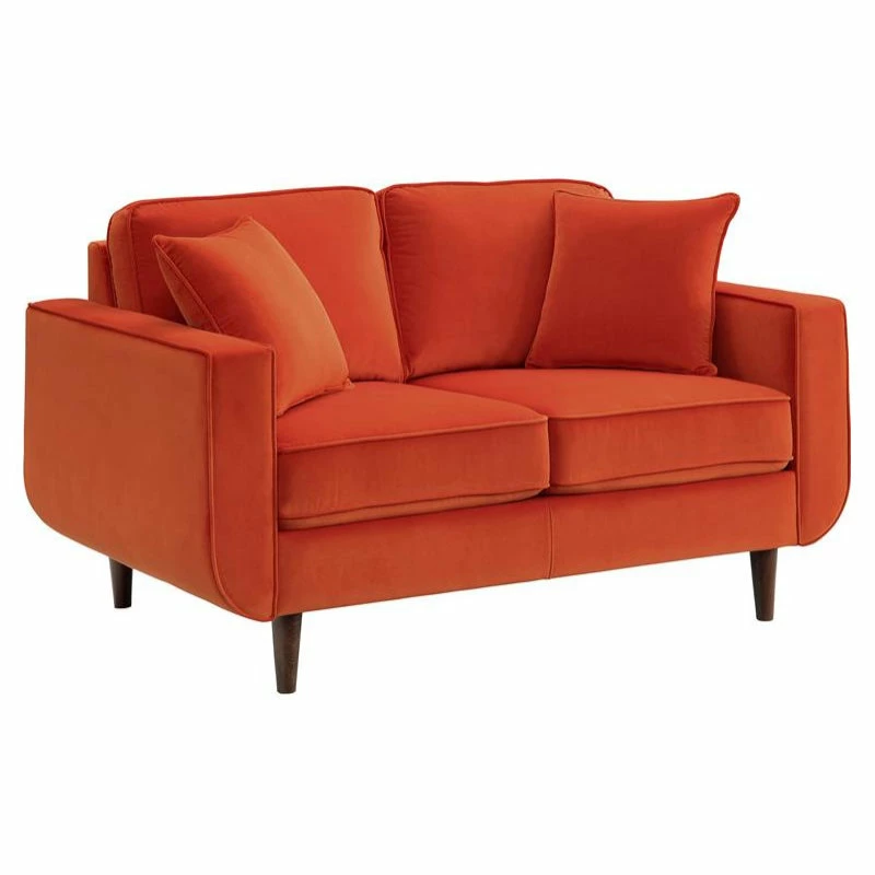 Domain Industries Inc. Lexicon Rand 59" Modern Velvet Loveseat With 2 Pillows In Orange 3 Domain Industries Inc. Lexicon Rand 59" Modern Velvet Loveseat With 2 Pillows In Orange