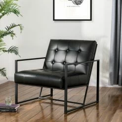 Glitzhome 29.25"H PU Leather Tufted Accent Chair, Black 22 Glitzhome 29.25"H PU Leather Tufted Accent Chair, Black -GDF sofa Shop 9231fb6d00a63261 6196 w800 h800 b0 p0