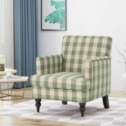 GDFStudio GDF Studio Eve Tufted Fabric Club Chair, Green Checkerboard/Dark Brown 10 GDFStudio GDF Studio Eve Tufted Fabric Club Chair, Green Checkerboard/Dark Brown -GDF sofa Shop 92b1f5fe01b70a4f 1202 w800 h800 b0 p0