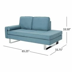 GDFStudio GDF Studio Phelps Modern Fabric Chaise Loveseat, Blue/Silver -GDF sofa Shop 92e1d3a601bae97c 1248 w800 h800 b1 p0