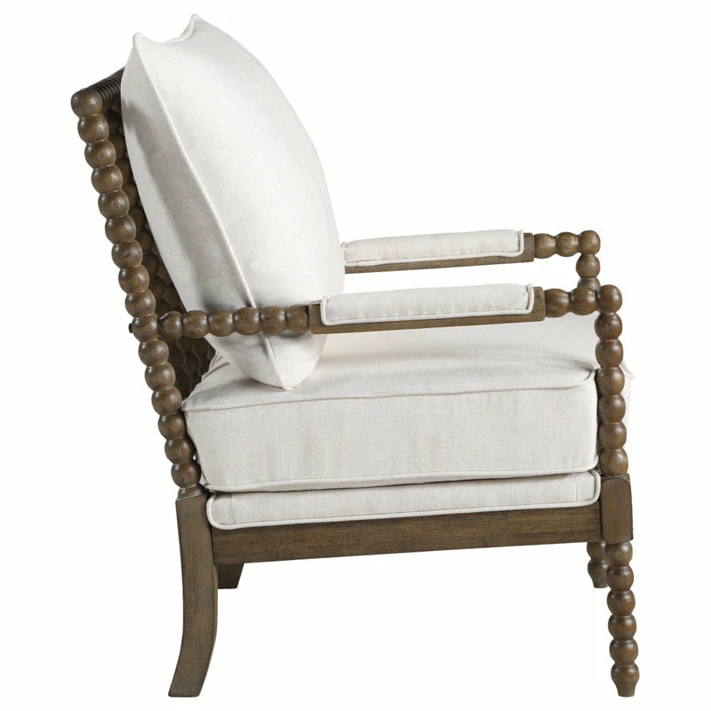 Office Star Products Fletcher Spindle Chair In Linen Beige Fabric With Brush Charcoal Finish 5 Office Star Products Fletcher Spindle Chair In Linen Beige Fabric With Brush Charcoal Finish - Image 3