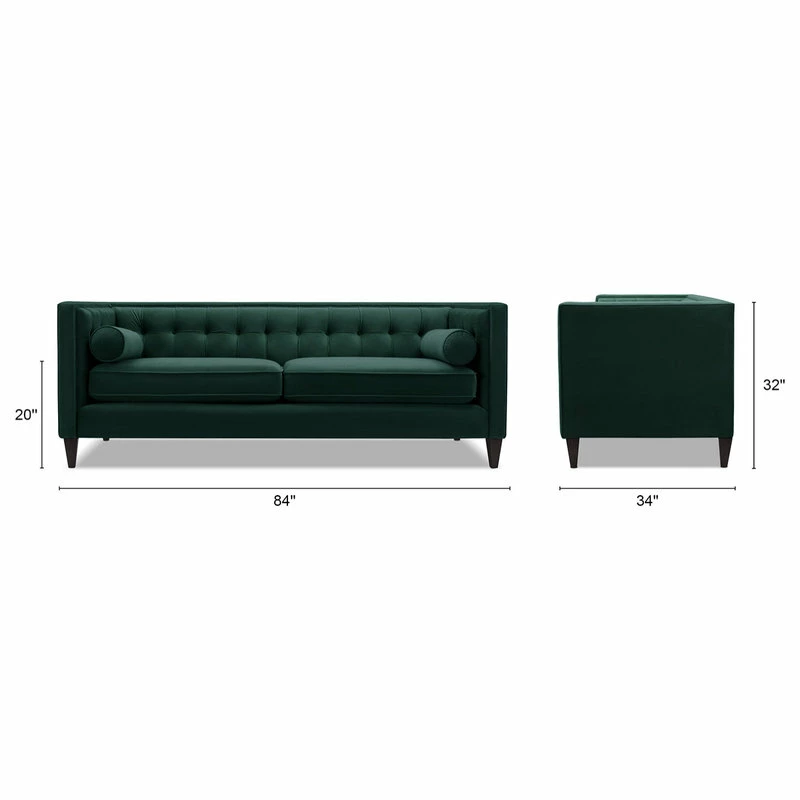 Jennifer Taylor Home Jack 84" Modern Tuxedo Tufted Sofa, Hunter Green 6 Jennifer Taylor Home Jack 84" Modern Tuxedo Tufted Sofa, Hunter Green - Image 4
