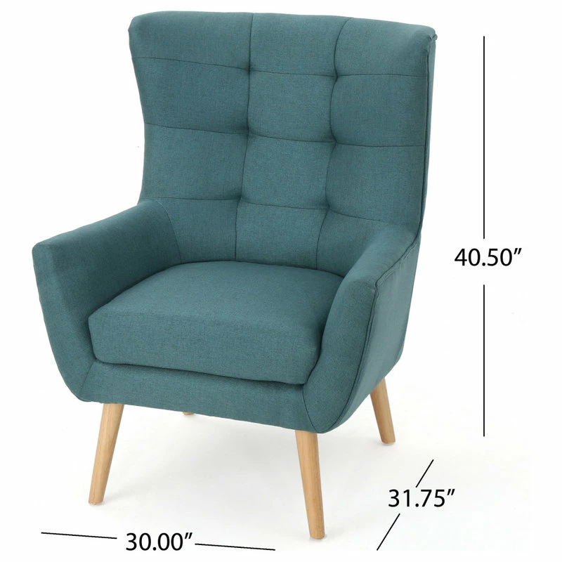 GDFStudio GDF Studio Temescal Mid Century Modern Dark Teal Fabric Club Chair, Dark Teal 5 GDFStudio GDF Studio Temescal Mid Century Modern Dark Teal Fabric Club Chair, Dark Teal - Image 3