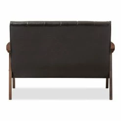 Baxton Studio Nikko Faux Leather Wooden 2-Seater Loveseat, Dark Brown -GDF sofa Shop 9411825f0065eadb 0266 w800 h800 b1 p0