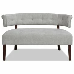 GDF sofa Shop 35 Jennifer Taylor Home Jared Roll Arm Tufted Bench Settee, Silver Gray Polyester Yarn-Dyed