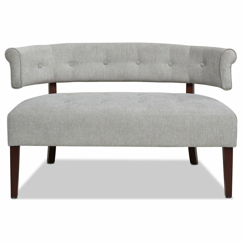 Jennifer Taylor Home Jared Roll Arm Tufted Bench Settee, Silver Gray Polyester Yarn-Dyed 3 Jennifer Taylor Home Jared Roll Arm Tufted Bench Settee, Silver Gray Polyester Yarn-Dyed