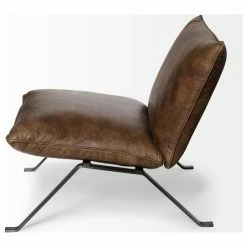 Mercana Flavelle II Top-Grain Leather Cushion Seat & Solid Iron Base Accent Chair, Brown -GDF sofa Shop 944181a2023358aa 1012 w800 h800 b1 p0