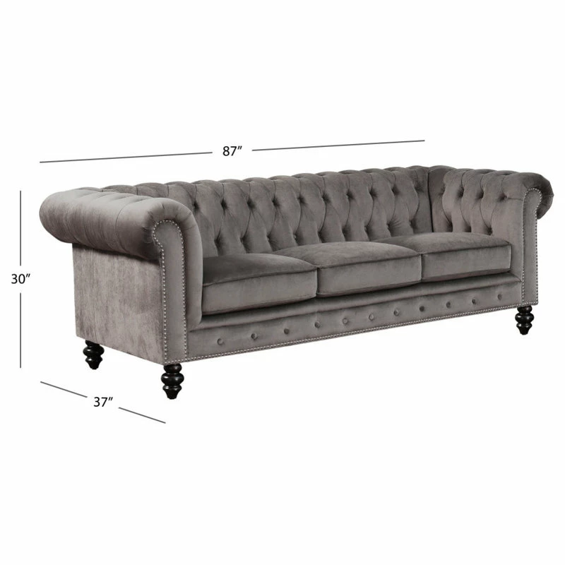 Abbyson Living Grand Chesterfield Sofa, Gray 7 Abbyson Living Grand Chesterfield Sofa, Gray - Image 5
