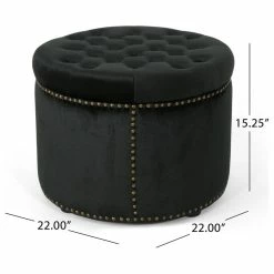 GDFStudio GDF Studio Carlos Glam Velvet Tufted Ottoman, Black/Black -GDF sofa Shop 9501266901ca9021 5747 w800 h800 b1 p0