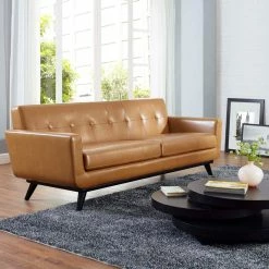 LexMod Engage Bonded Leather Sofa, Tan -GDF sofa Shop 952123ec00cd1d4e 8361 w800 h800 b0 p0