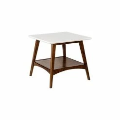 Olliix Madison Park Parker Mid-Century Modern Natural Wood Accent Table, Pecan, End Table