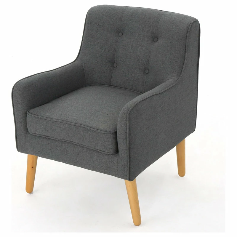 GDFStudio GDF Studio Fontinella Mid-Century Modern Fabric Tufted Arm Chair, Charcoal, Single 3 GDFStudio GDF Studio Fontinella Mid-Century Modern Fabric Tufted Arm Chair, Charcoal, Single