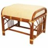 SK New Interiors Ottoman Footstool Handmade ECO Natural Rattan Wicker With Cream Cushion, Colonia