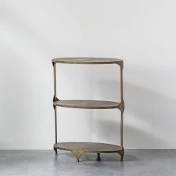 CREATIVE CO-OP Antique Gold Oval Metal 3-Tier Shelf/Side Table -GDF sofa Shop 95d1d6b50ea2dc40 5579 w800 h800 b0 p0