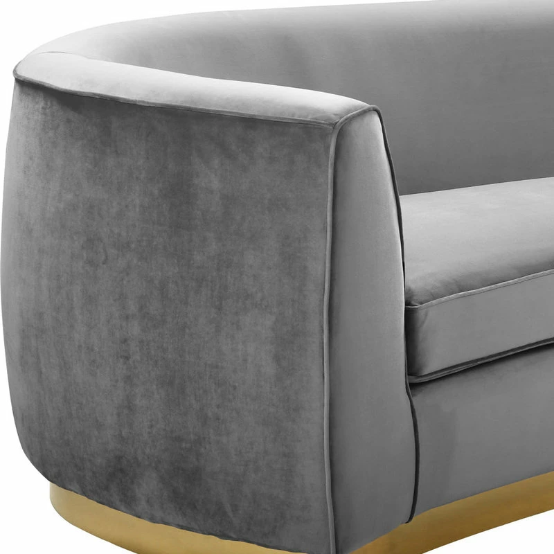 Meridian Furniture Julian Velvet Chair, Gray, Gold Base 6 Meridian Furniture Julian Velvet Chair, Gray, Gold Base - Image 4