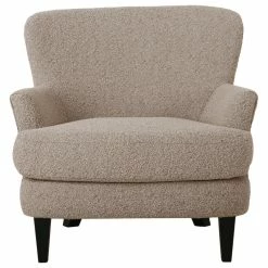 GDFStudio Gerald Boucle Upholstered Club Chair, Warm Stone Gray/Matte Black