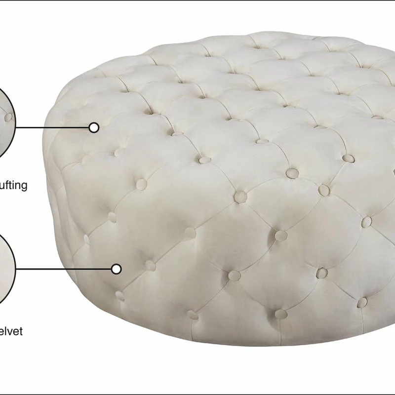 Meridian Furniture Addison Velvet Ottoman/Bench, Cream 5 Meridian Furniture Addison Velvet Ottoman/Bench, Cream - Image 3