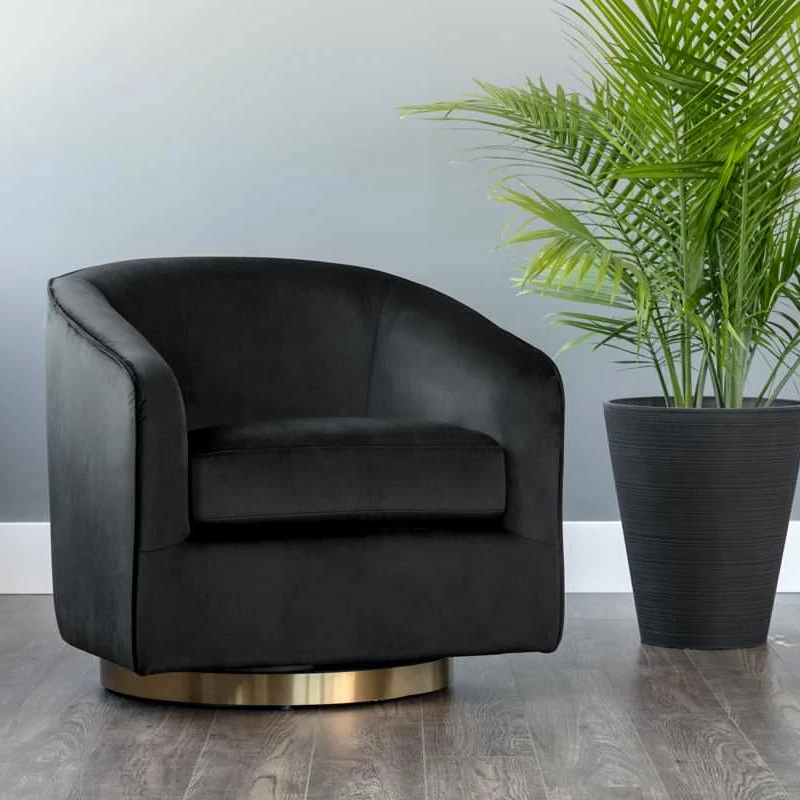 Sunpan Modern Home Hazel Swivel Lounge Chair, Black Sky 7 Sunpan Modern Home Hazel Swivel Lounge Chair, Black Sky - Image 5