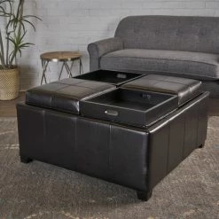 GDFStudio GDF Studio Harley Leather 4-Tray Top Storage Ottoman, Espresso -GDF sofa Shop 96f1eeff01c427f7 7409 w800 h800 b0 p0