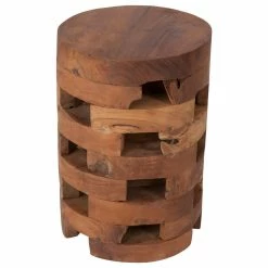 East At Main's Hixson Brown Teakwood Round Accent Table