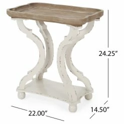 GDFStudio Yosef French Country Accent Table With Rectangular Top, Natural/Distressed White -GDF sofa Shop 97b17e910f9076ef 4159 w800 h800 b1 p0