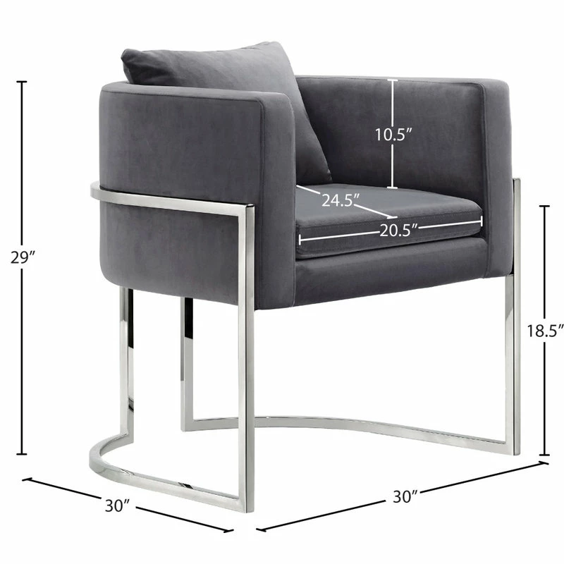 Meridian Furniture Pippa Velvet Accent Chair, Gray 6 Meridian Furniture Pippa Velvet Accent Chair, Gray - Image 4