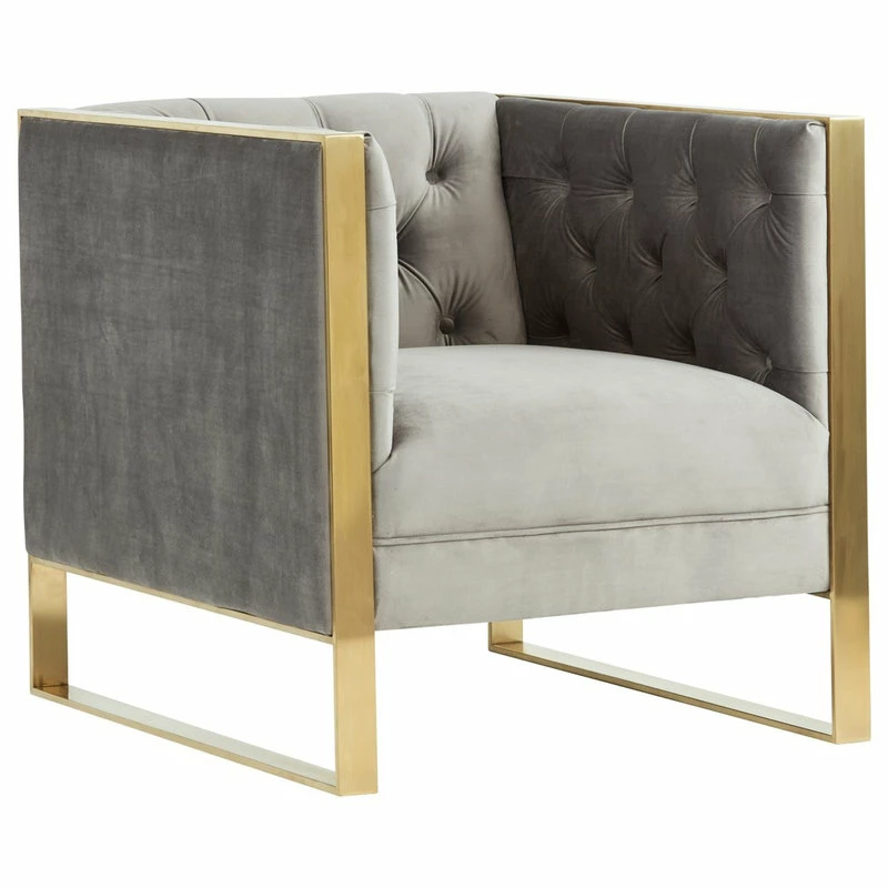 Vig Furniture Inc. Divani Casa Carlos Modern Gray Velvet And Gold Accent Chair 2 Vig Furniture Inc. Divani Casa Carlos Modern Gray Velvet And Gold Accent Chair