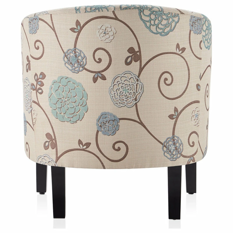 Belleze Modern Club Chair Barrel Design, Flower Print 6 Belleze Modern Club Chair Barrel Design, Flower Print - Image 4