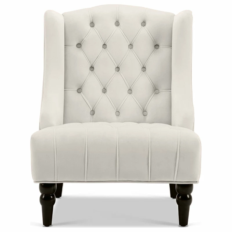 Belleze Tall Wingback Tufted Fabric Accent Chair With Nail Head, Beige 4 Belleze Tall Wingback Tufted Fabric Accent Chair With Nail Head, Beige - Image 2