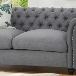 GDFStudio GDF Studio Kyle Traditional Chesterfield Loveseat Sofa, Dark Gray/Dark Brown -GDF sofa Shop 99e1d23e0f9319ba 8548 w800 h800 b0 p0